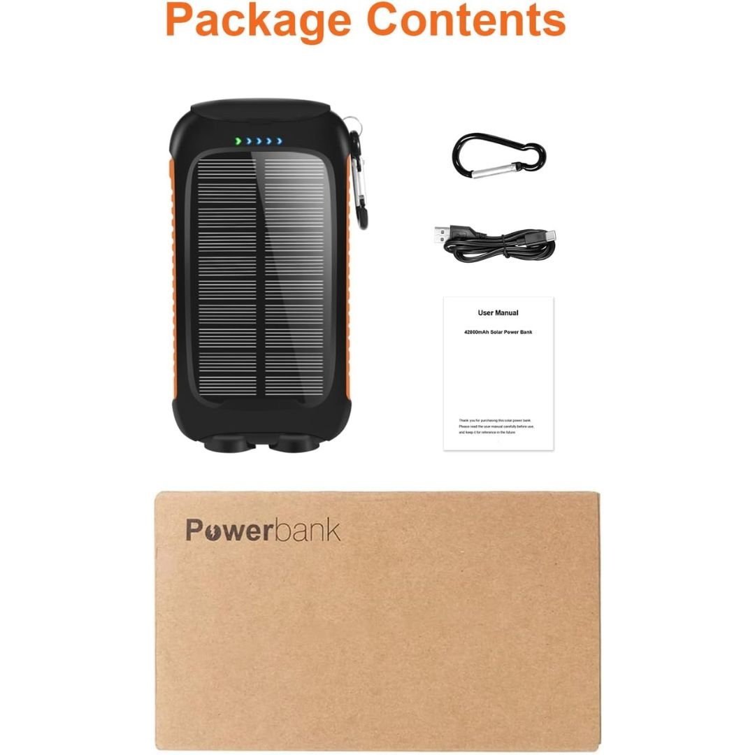 Cargador Portátil Solar YELOMIN De 38800 mAh, Batería Externa De 5 V/3,1 A, Cargador Rápido, Puertos Tipo C Con Linternas LED, perfecto Para Viajes De Camping - KATZER