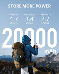 Thumbnail for Cargador Portátil Solar Anker PowerCore de 20,000 mAh. + Linterna con Tecnología Militar IP65 Resitente al Polvo y Agua - KATZER