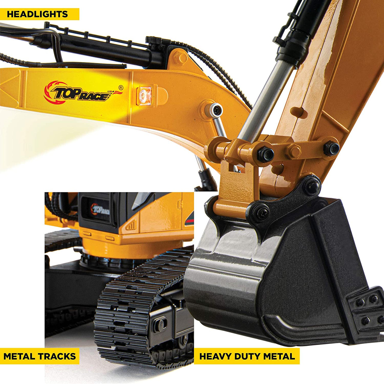 Excavadora de Orugas Metálica TR-211M Funcional Escala 1:14 Control Remoto de 23 Canales - KATZER