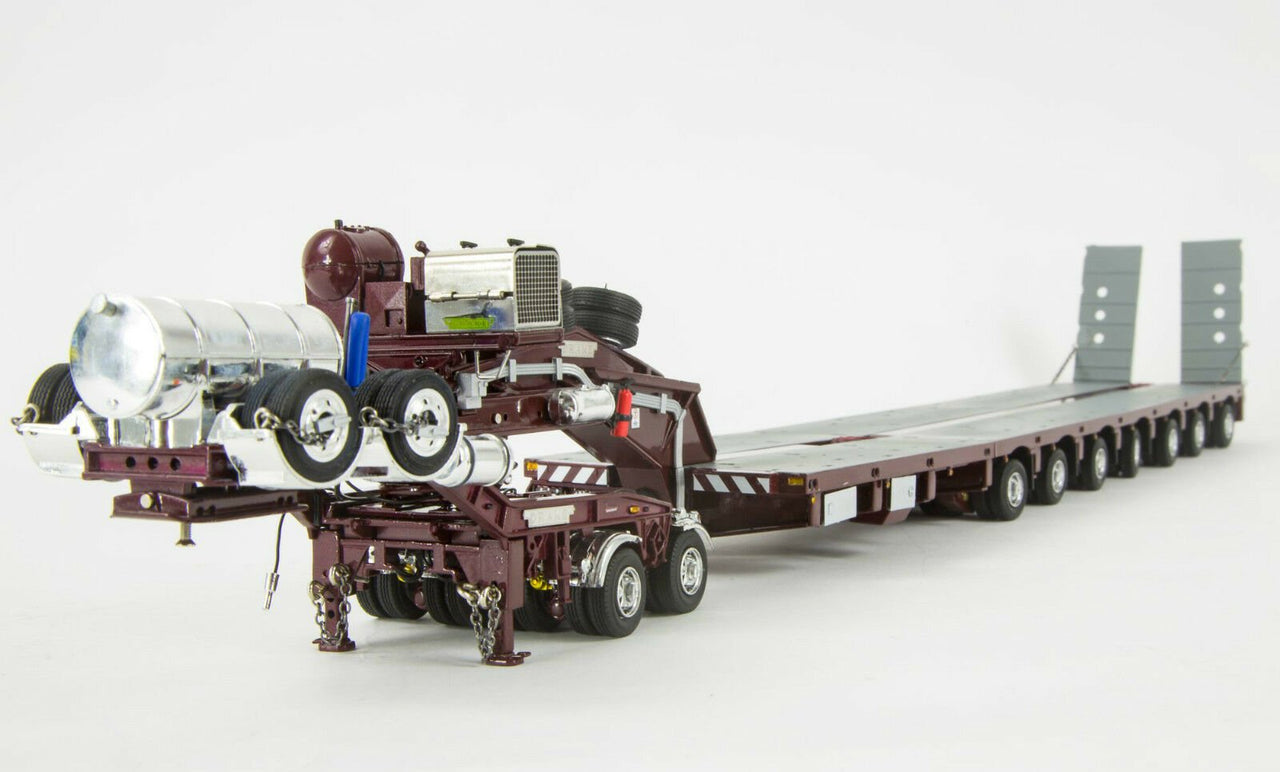 ZT09072 Remolque Especial Drake 2x8 con Camabaja Direccional 7x8 Escala 1:50 - Vintage Burgundy - KATZER