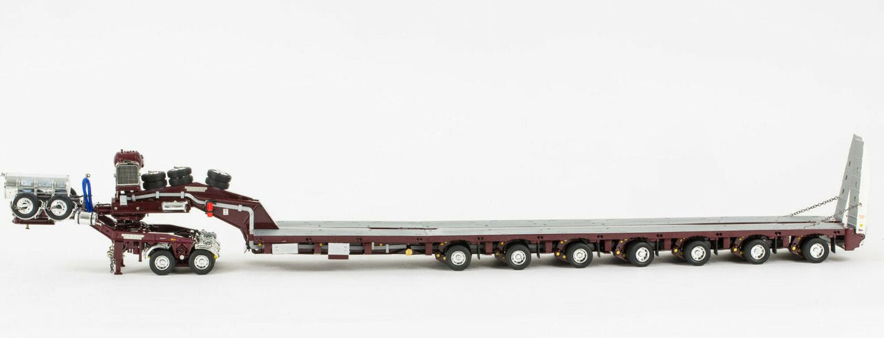 ZT09072 Remolque Especial Drake 2x8 con Camabaja Direccional 7x8 Escala 1:50 - Vintage Burgundy - KATZER