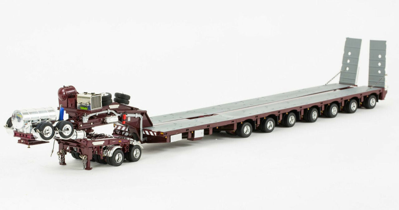 ZT09072 Remolque Especial Drake 2x8 con Camabaja Direccional 7x8 Escala 1:50 - Vintage Burgundy - KATZER