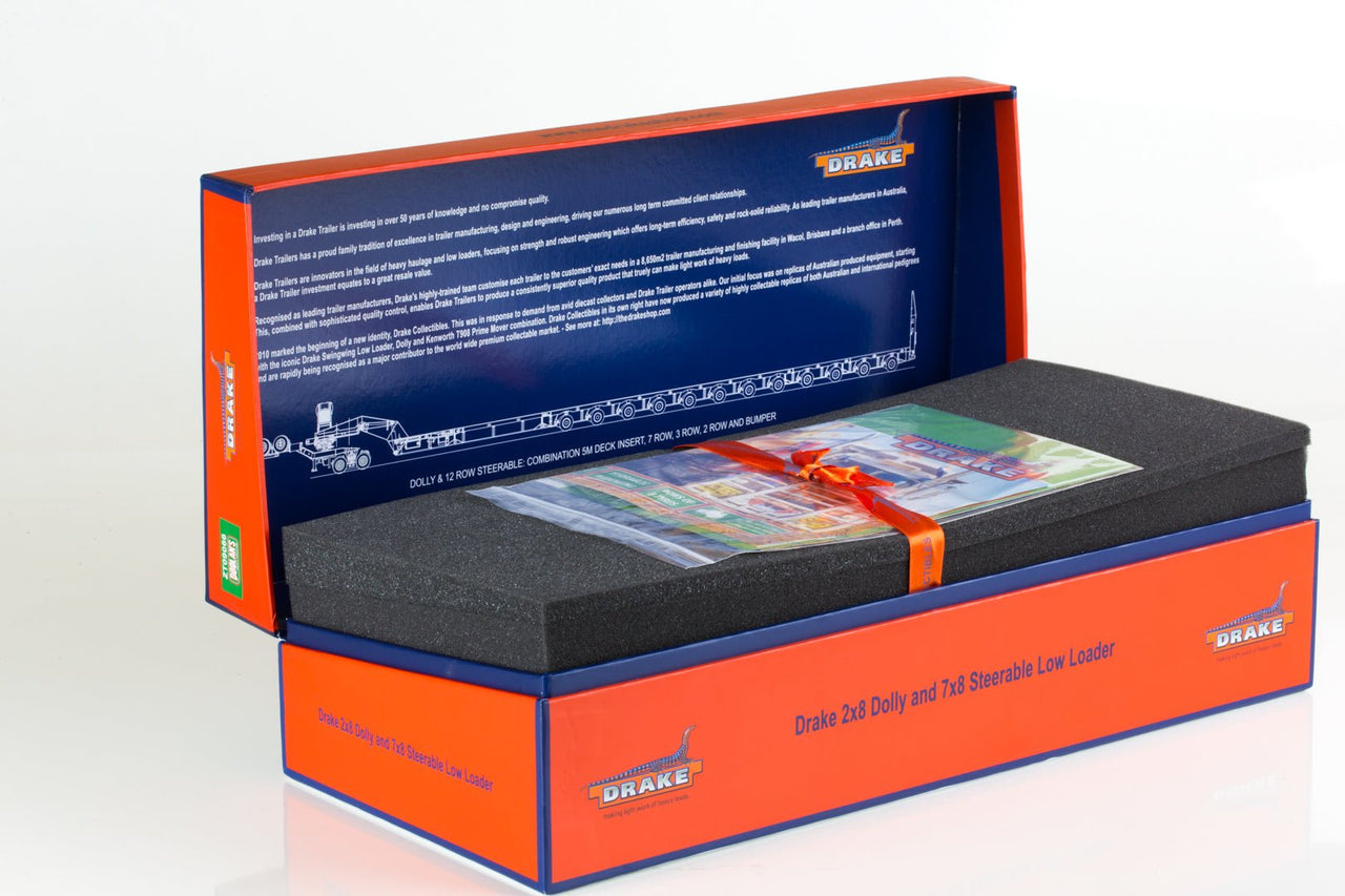 ZT09072 Remolque Especial Drake 2x8 con Camabaja Direccional 7x8 Escala 1:50 - Vintage Burgundy - KATZER