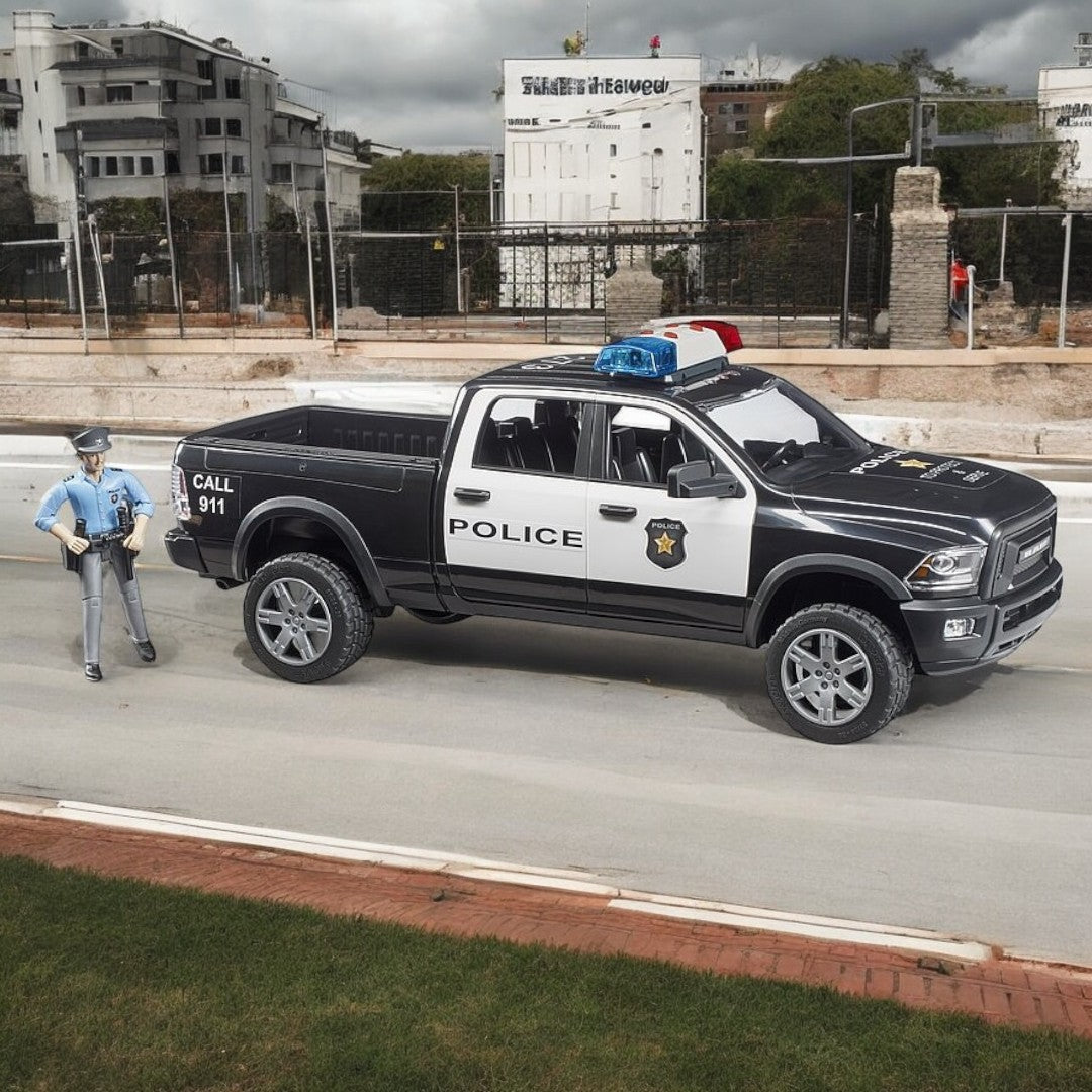 Camioneta De Policía Dodge Ram & Figura De Policía Escala 1:16