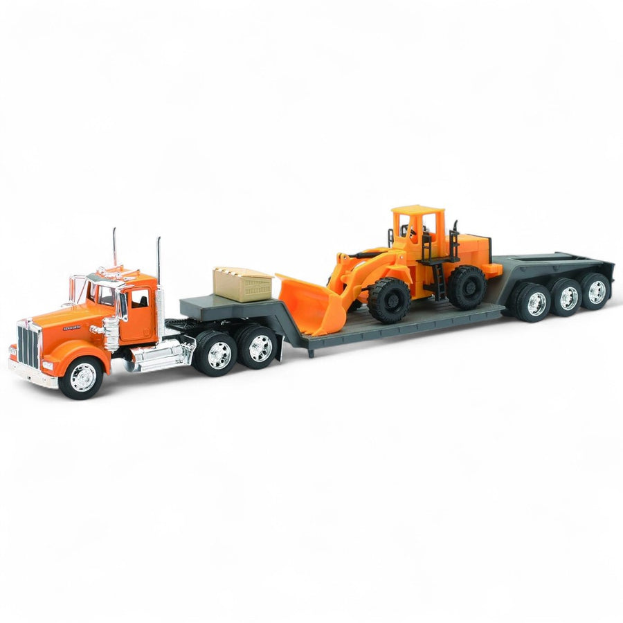 Cama Baja Kenworth W900 & Cargador De Ruedas Escala 1:32