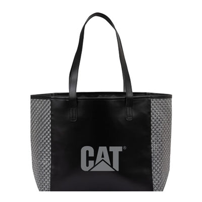 Bolso Tote Grande Con Tejido Plateado