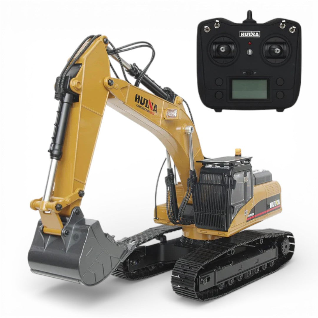 New Excavadora Huina V5 FULL METAL + Accesorios Control Remoto Escala 1:14 From China