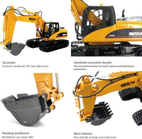 Thumbnail for Excavadora Control Remoto Huina Escala 1:14