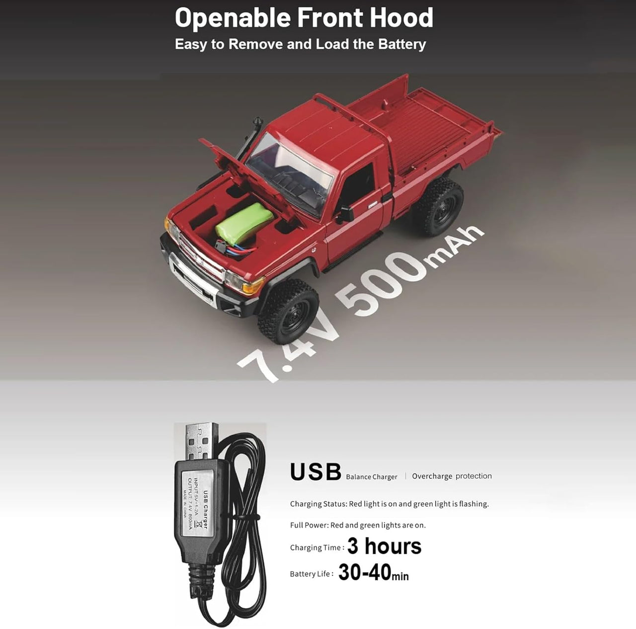 Auto Toyota Land Cruiser Pickup A Control Remoto Escala 1:12