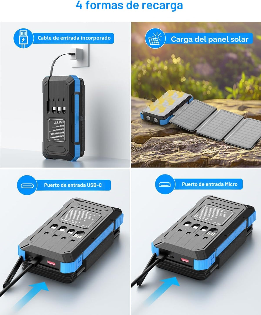 Kepswin 38800mAh Solar Portable Charger, 5V/3.1A Power Bank, Fast Charger, Type-C Ports with LED Flashlights, Perfect for Camping Trips 