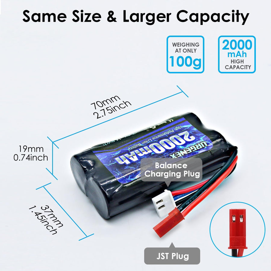 Batería De Iones De Litio 7.4V 2000mAh De Alta Capacidad