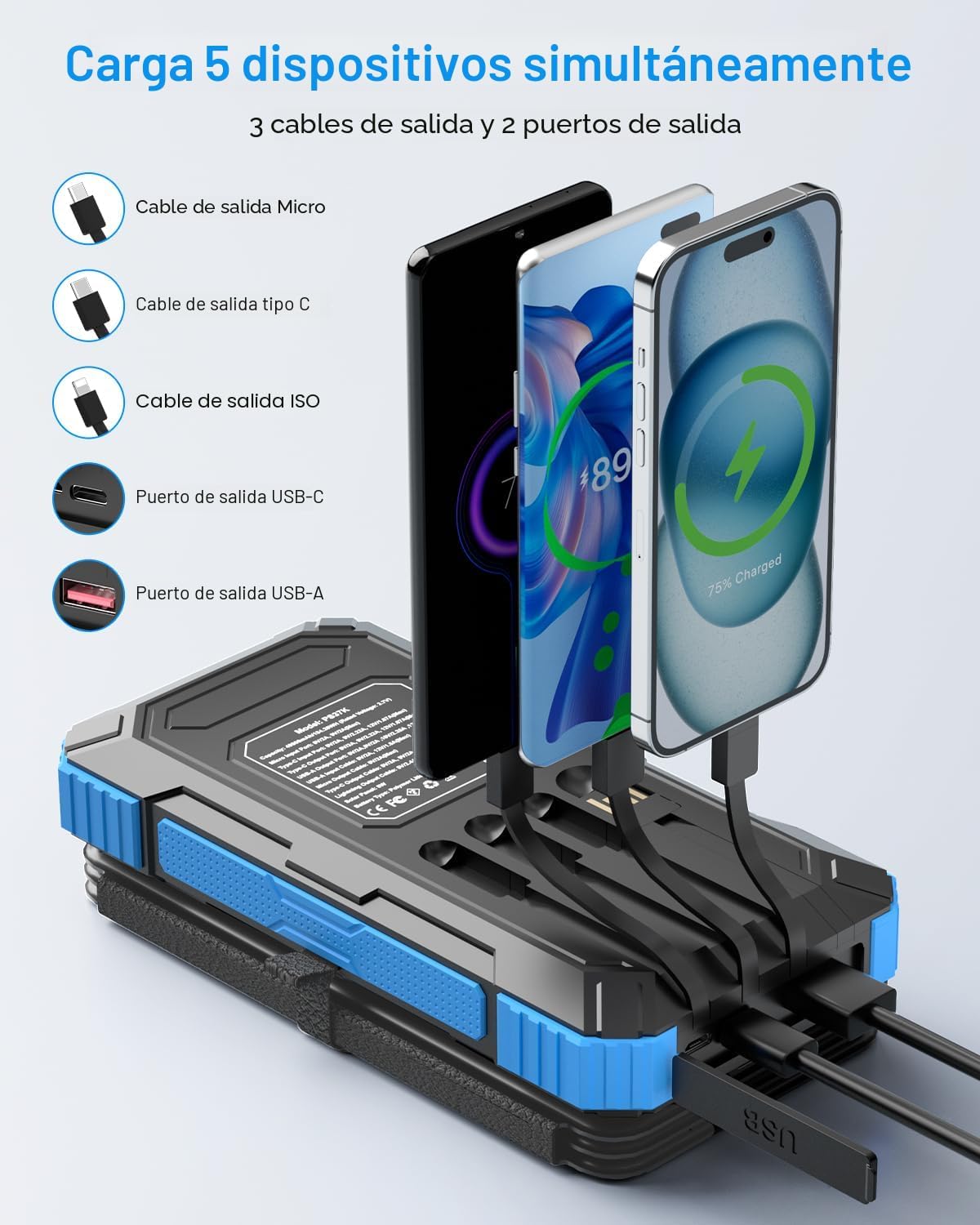 Kepswin 38800mAh Solar Portable Charger, 5V/3.1A Power Bank, Fast Charger, Type-C Ports with LED Flashlights, Perfect for Camping Trips 