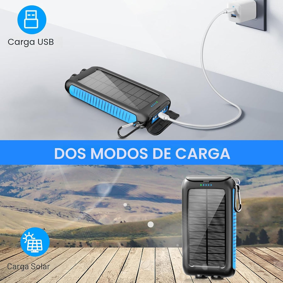 Kepswin 38800mAh Solar Portable Charger, 5V/3.1A Power Bank, Fast Charger, Type-C Ports with LED Flashlights, Perfect for Camping Trips 