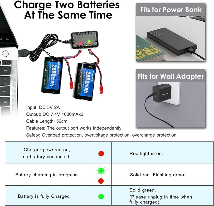Batería De Iones De Litio 7.4V 2000mAh De Alta Capacidad