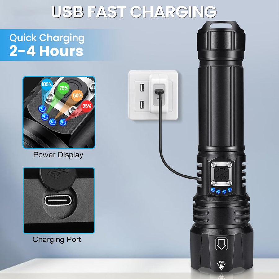 Linterna Led Recargable Intensa 90000 Lúmenes