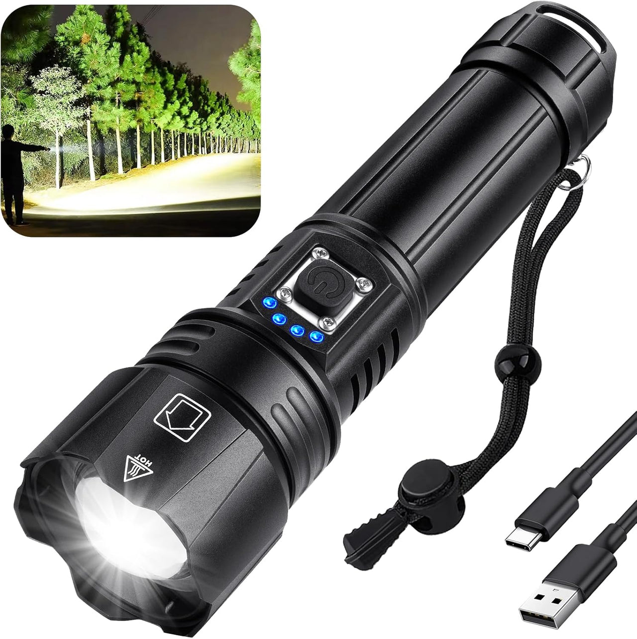 Linterna Led Recargable Intensa 90000 Lúmenes