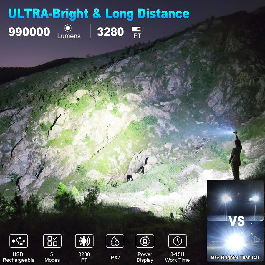 Linterna Led Recargable Intensa 990000 Lúmenes