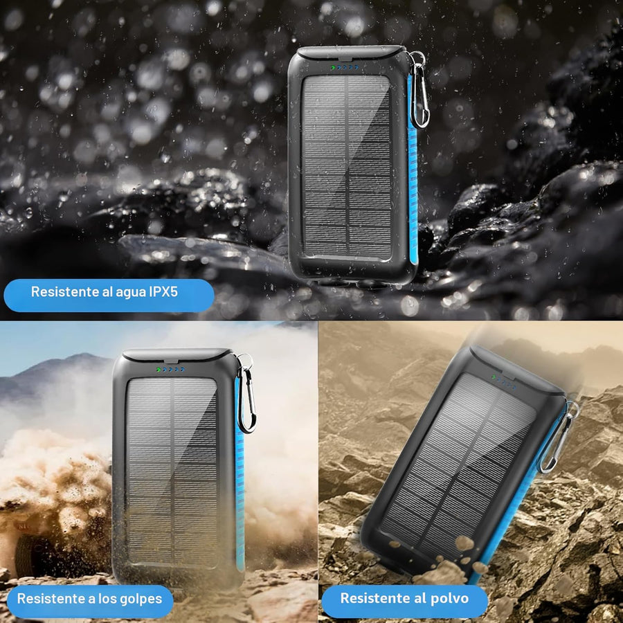 Kepswin 38800mAh Solar Portable Charger, 5V/3.1A Power Bank, Fast Charger, Type-C Ports with LED Flashlights, Perfect for Camping Trips 