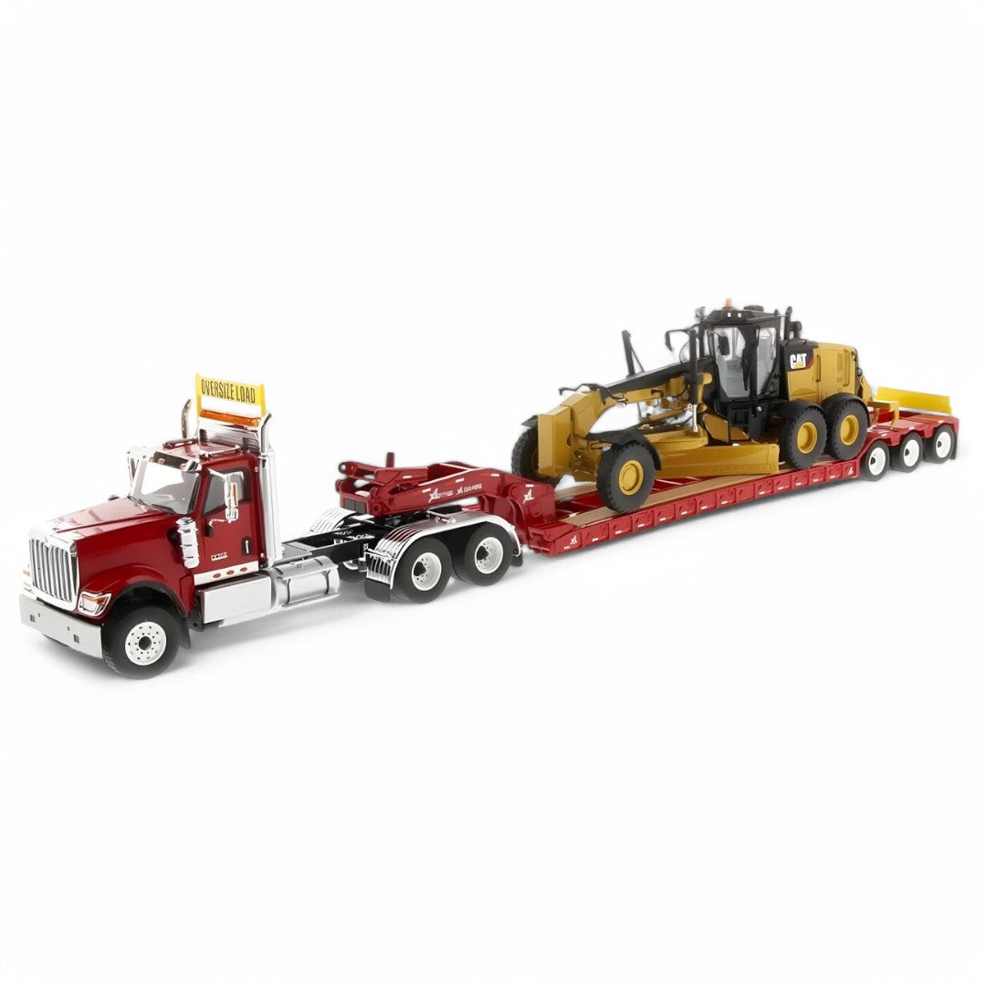 Cama Baja HX520 International &  Motoniveladora 12M3 Escala 1:50 (Modelo Descontinuado)
