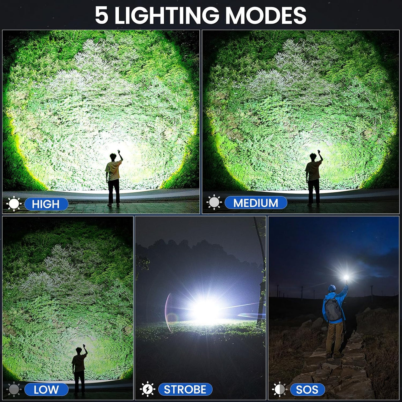 Linterna Led Recargable Intensa 90000 Lúmenes