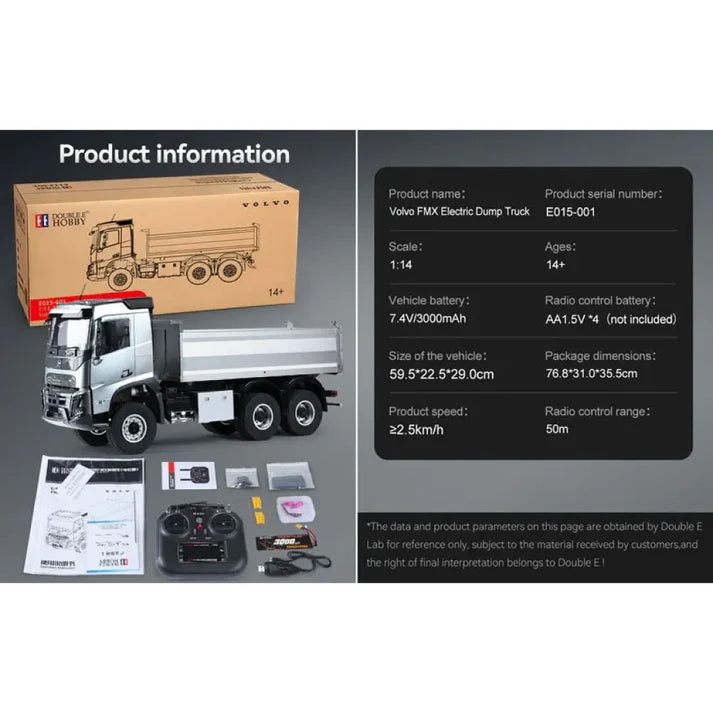 Volquete Volvo FMX 4X6 A Control Remoto Escala 1:14