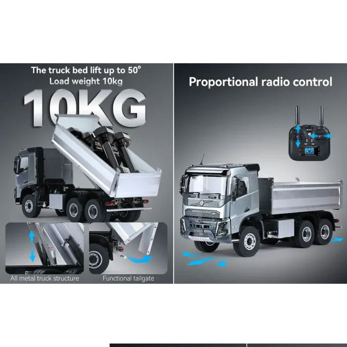 Volquete Volvo FMX 4X6 A Control Remoto Escala 1:14