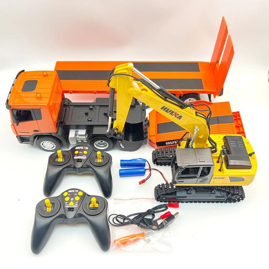 Cama Baja & Excavadora Control Remoto Huina Escala 1:24 (Pre - Venta) - KATZER