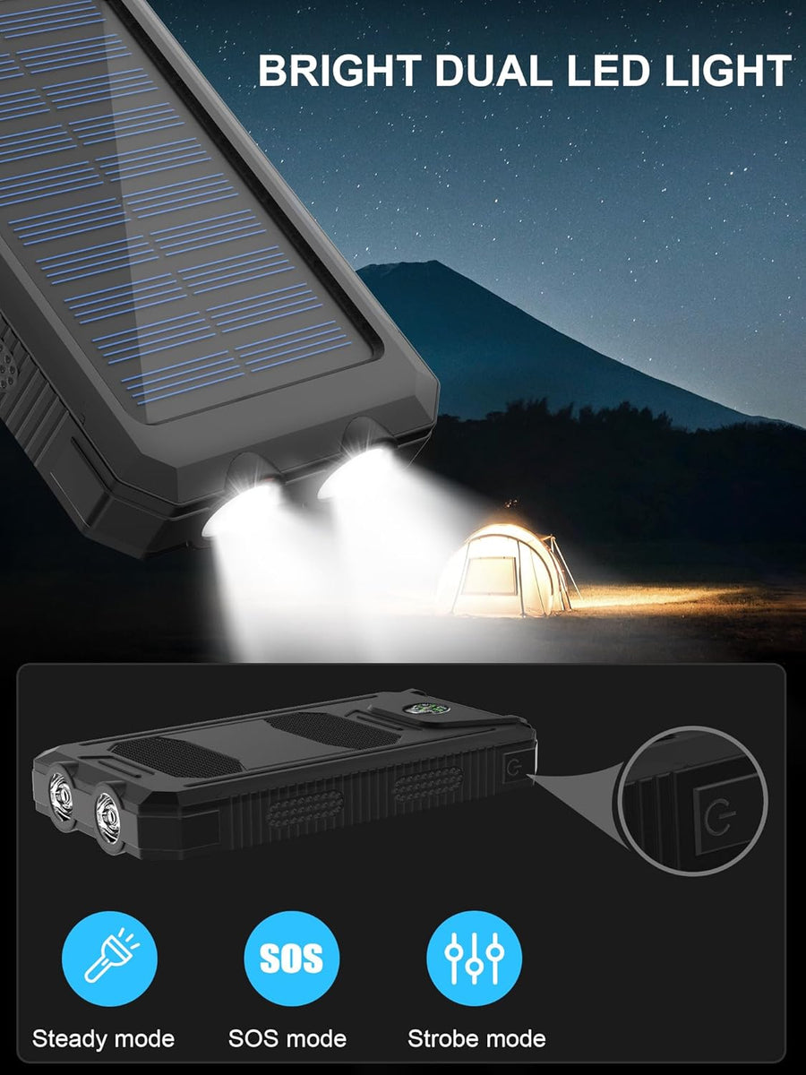 Cargador Portátil Solar Kepswin De 38800 mAh, Batería Externa De 5 V/3,1 A, Cargador Rápido, Puertos Tipo C Con Linternas LED, perfecto Para Viajes De Camping - KATZER