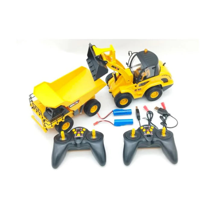 Camión Minero & Cargador De Ruedas Control Remoto Huina Escala 1:24