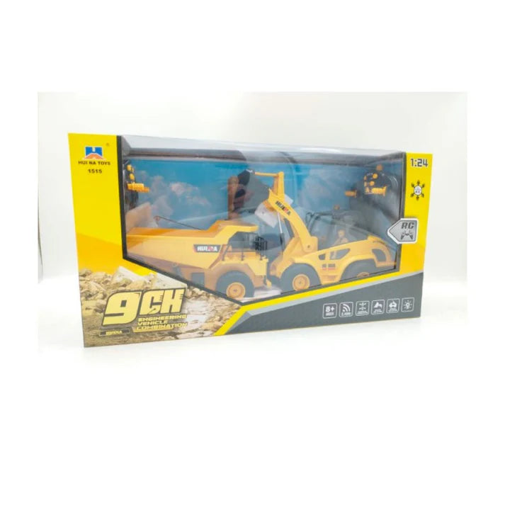 Camión Minero & Cargador De Ruedas Control Remoto Huina Escala 1:24