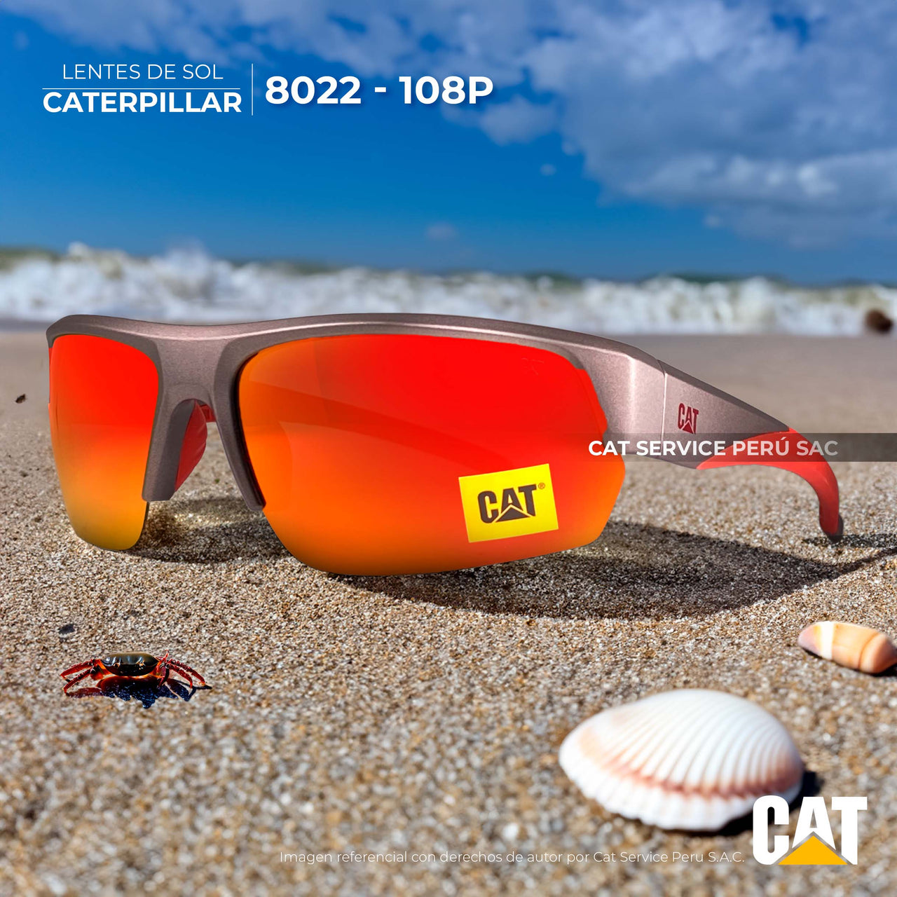 Lentes De Sol CTS - 8022 - 108P - LQ Lunas Rojas Polarizadas - KATZER