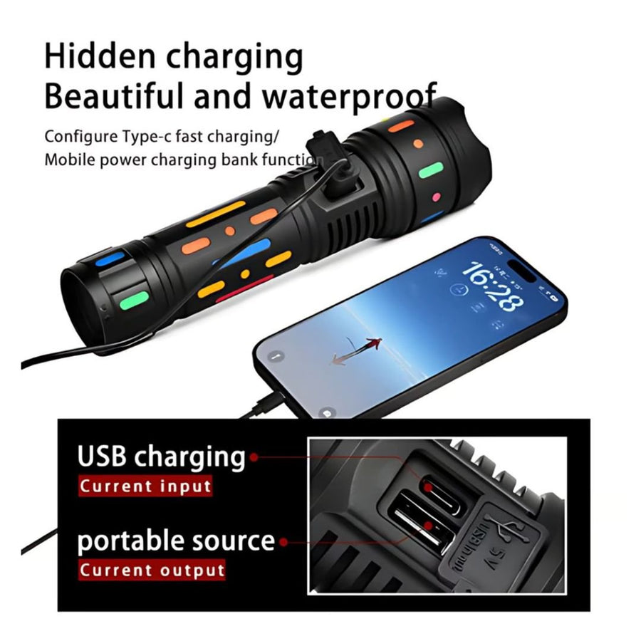 Linterna Led Profesional Recargable Alta Potencia 30W - KATZER