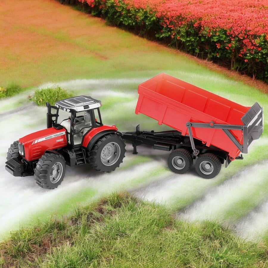 Tractor Agrícola Massey Ferguson 7480 Con Remolque Escala 1:16 - KATZER