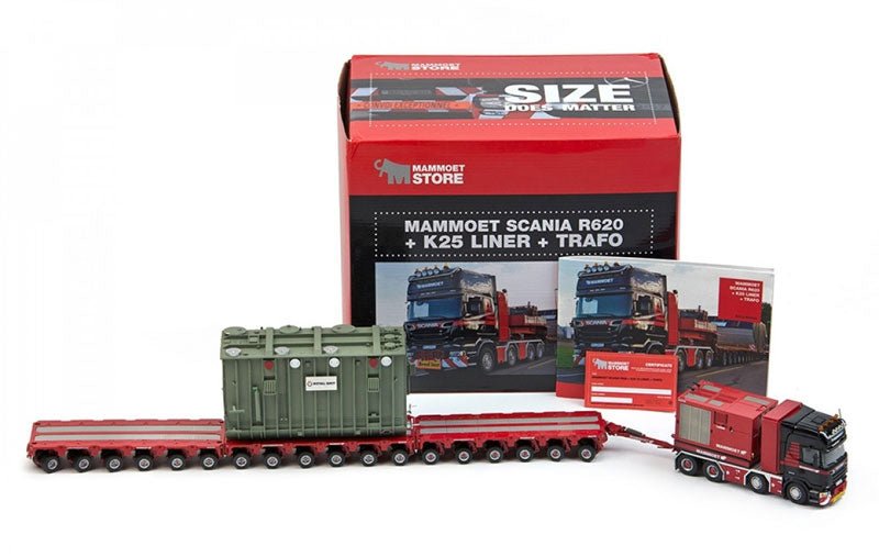 410214 Remolque Especial Mammoet - Scania R620 with K25 18 Liner Trailer and Trafo Transformer Load Escala 1:50 - KATZER