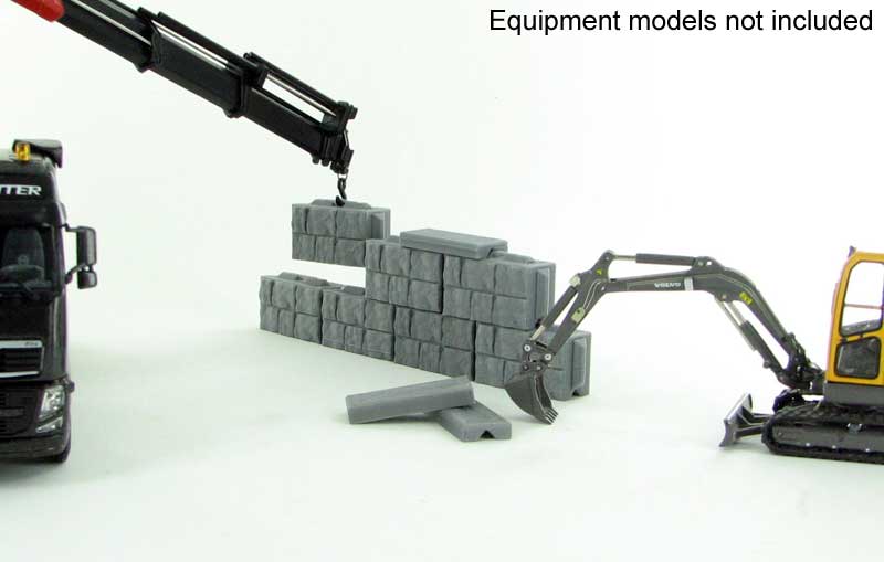 50-130-GY Kit de 4 Bloques de Pared + 2 Tapas Escala 1:50 - KATZER