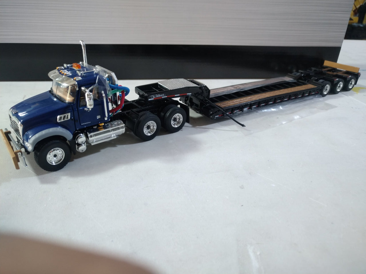 Mack Granite MP Day Cab Low Bed Blue 1:50 Scale