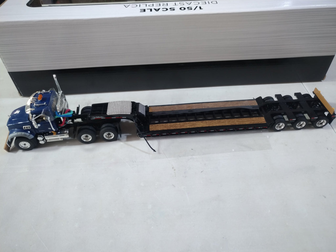 Mack Granite MP Day Cab Low Bed Blue 1:50 Scale