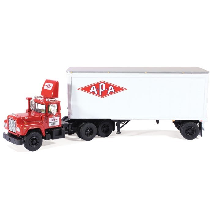 Tráiler Mack R-Model Day Cab 28' APA Transport Escala 1:64 (Modelo Descontinuado)