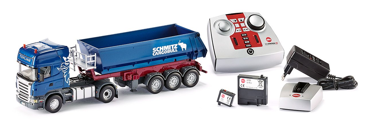 Tracto Scania Con Juego De Semirremolques Volquete Escala 1:32 Control Remoto