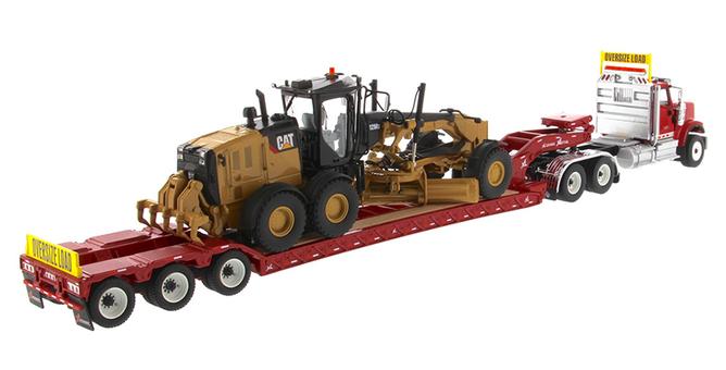 85598 Cama Baja HX520 International & Cat Motoniveladora 12M3 Escala 1:50 - KATZER