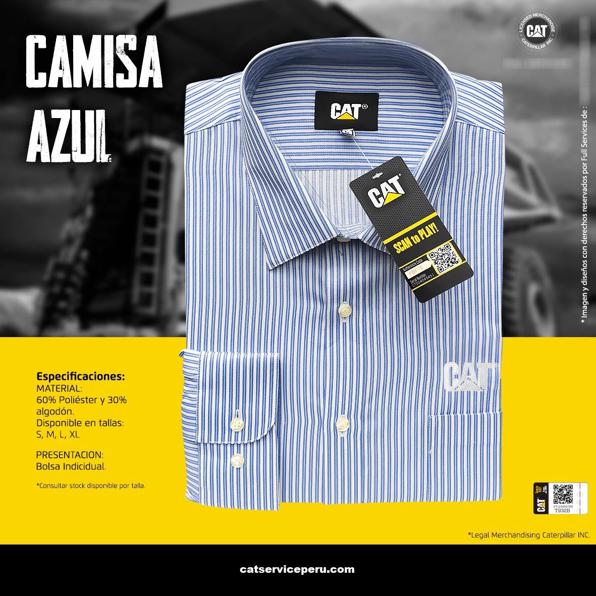 Camisa Azul Manga Larga Caterpillar - KATZER