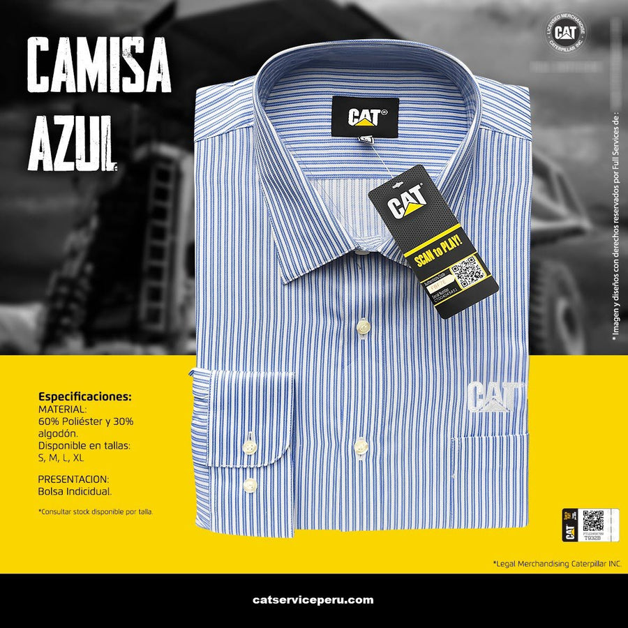 Camisa Azul Manga Larga Caterpillar - KATZER