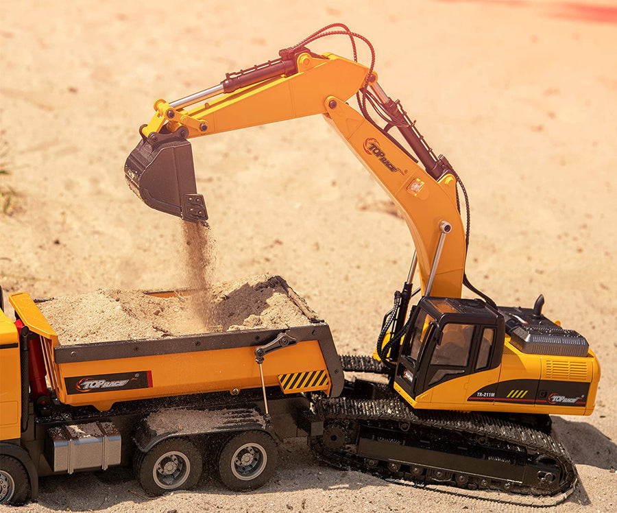 Excavadora de Orugas Metálica TR-211M Funcional Escala 1:14 Control Remoto de 23 Canales - KATZER