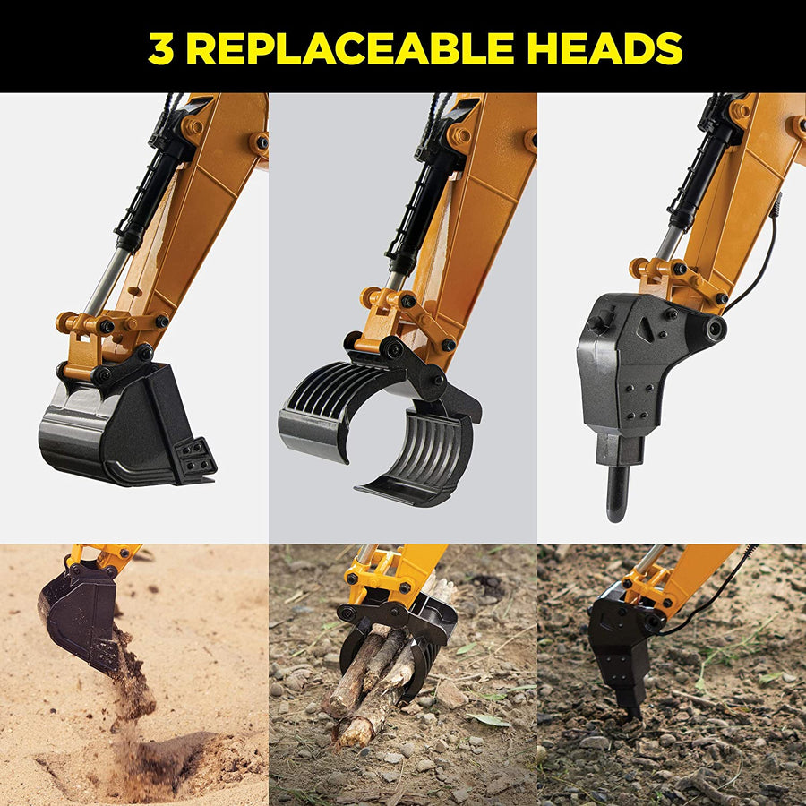 Excavadora de Orugas Metálica TR-211M Funcional Escala 1:14 Control Remoto de 23 Canales - KATZER