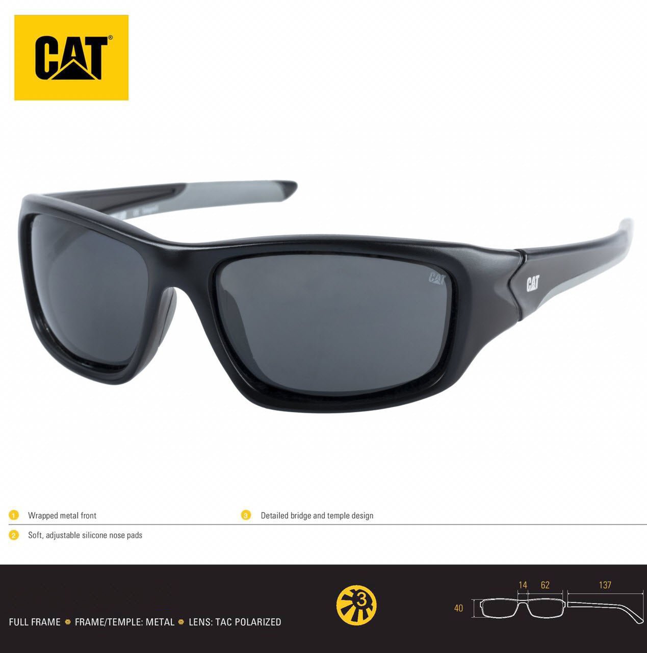 Lentes De Sol Actuator 104P Lunas Negras Polarizadas - KATZER