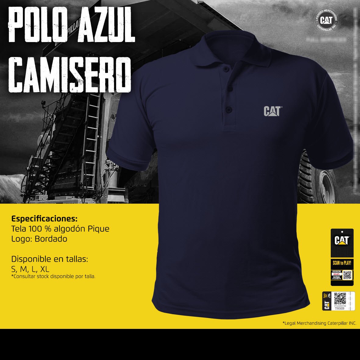 Polo Cat Azul De Pique - KATZER