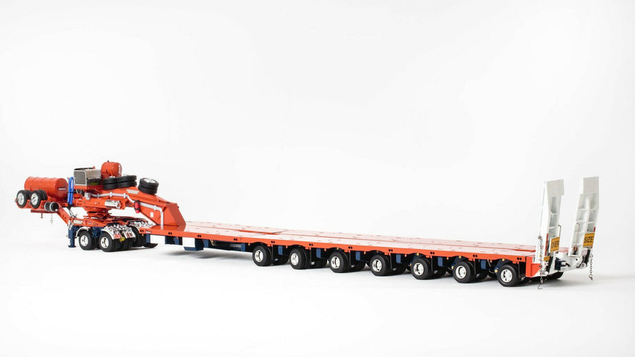 ZT09069 Remolque Especial Drake 2x8 con Camabaja Direccional 7x8 Escala 1:50 - Naranja (Modelo Descontinuado) - KATZER