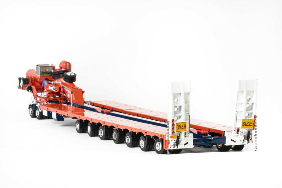 ZT09069 Remolque Especial Drake 2x8 con Camabaja Direccional 7x8 Escala 1:50 - Naranja (Modelo Descontinuado) - KATZER